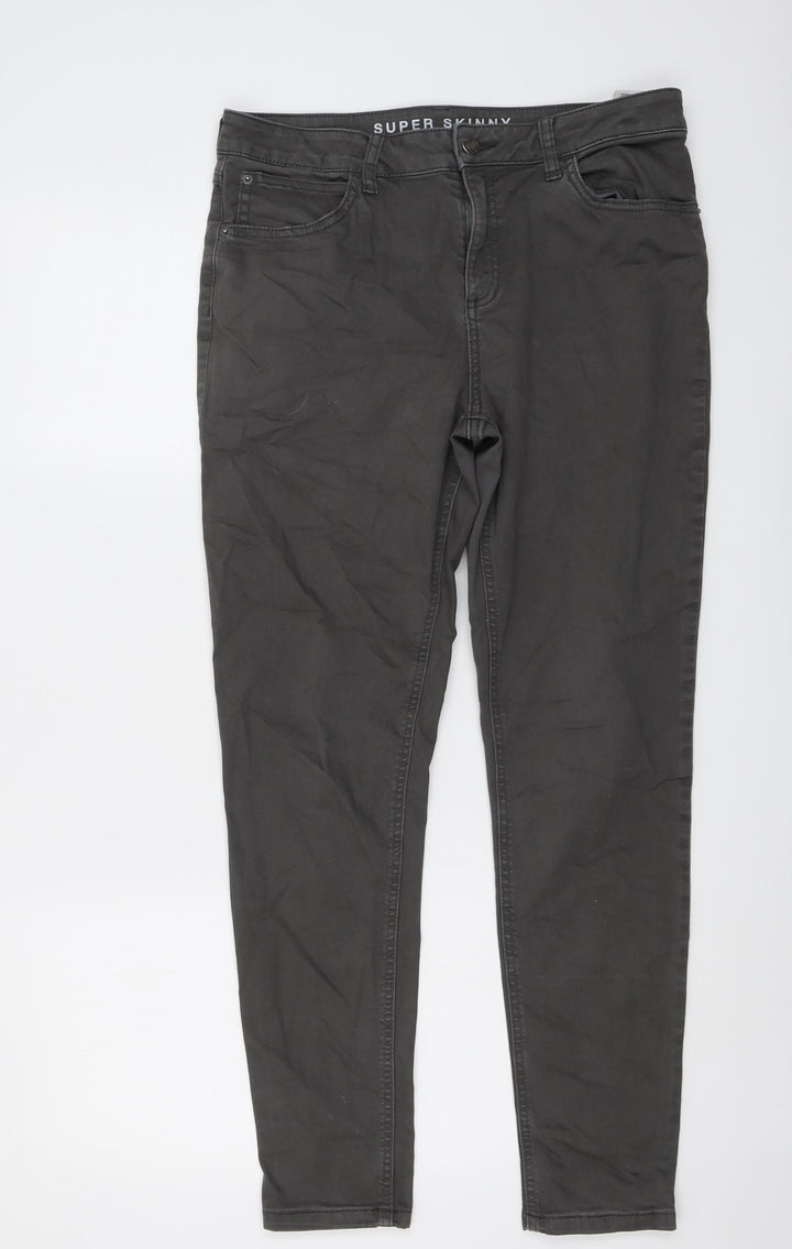 Marks and Spencer Womens Grey Cotton Skinny Jeans Size 12 L27 in Regular Button