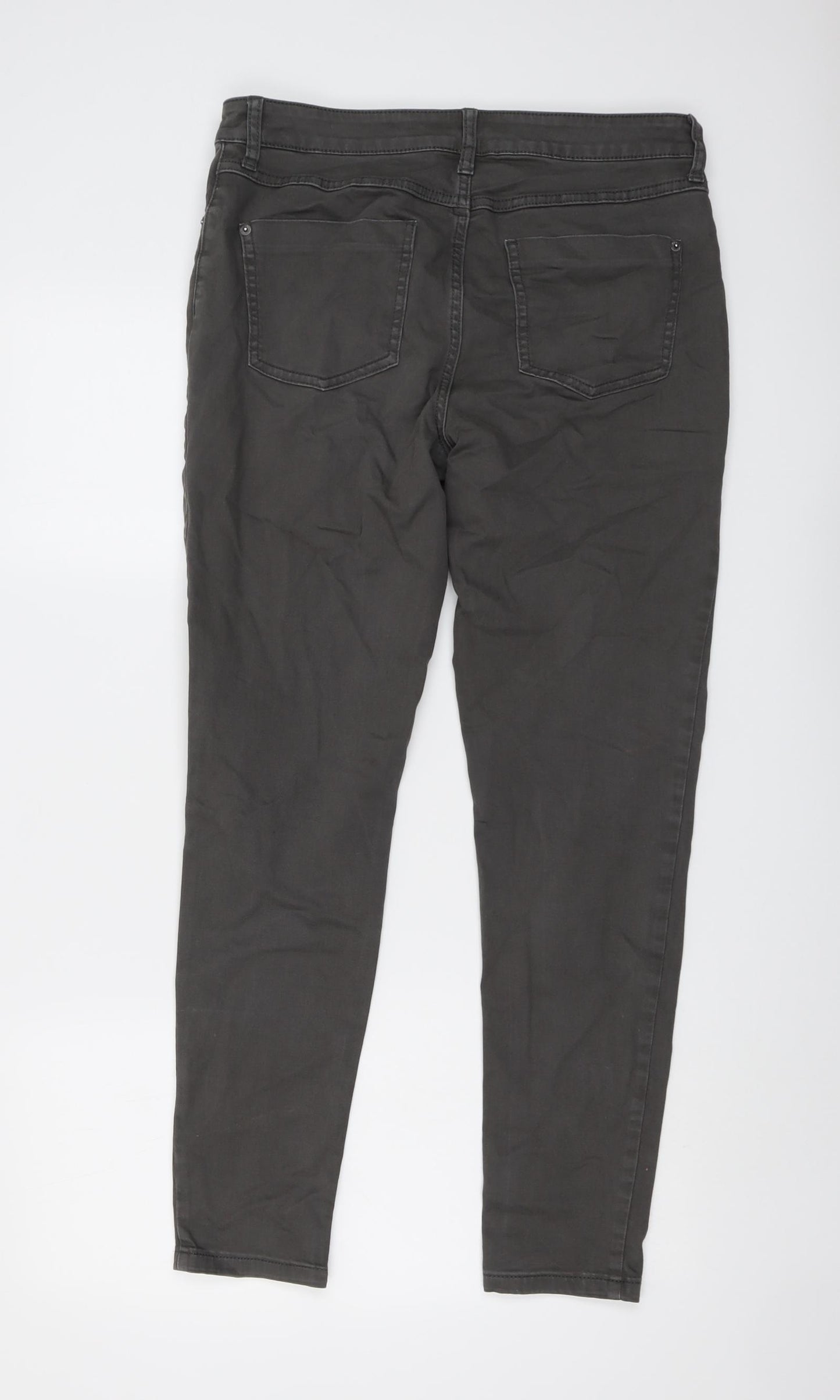 Marks and Spencer Womens Grey Cotton Skinny Jeans Size 12 L27 in Regular Button
