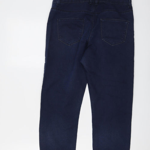 Marks and Spencer Womens Blue Cotton Straight Jeans Size 10 L23 in Regular Button
