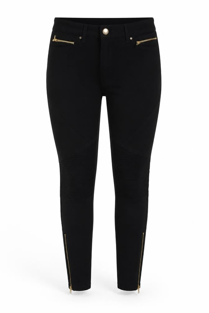 H&M Womens Black Cotton Skinny Jeans Size 6 L26 in Regular Button