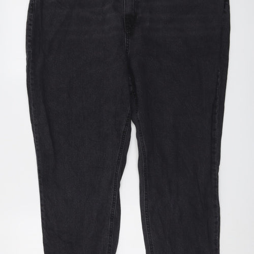 H&M Womens Grey Cotton Mom Jeans Size XL L26 in Regular Button