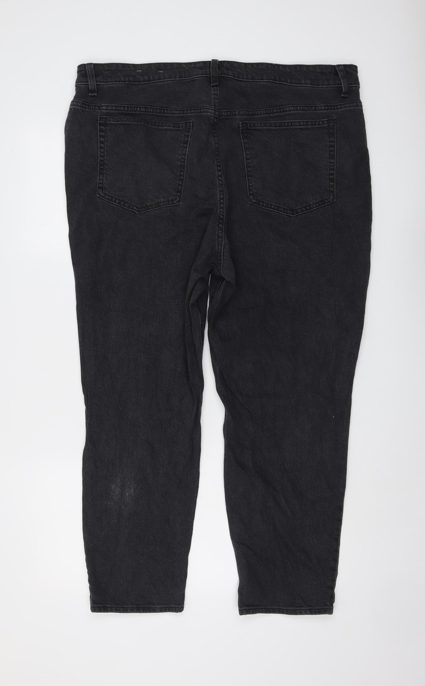 H&M Womens Grey Cotton Mom Jeans Size XL L26 in Regular Button