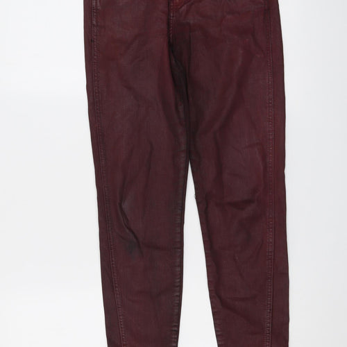 Zara Womens Red Cotton Skinny Jeans Size 8 L28 in Regular Button