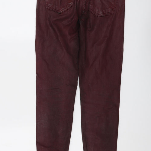 Zara Womens Red Cotton Skinny Jeans Size 8 L28 in Regular Button