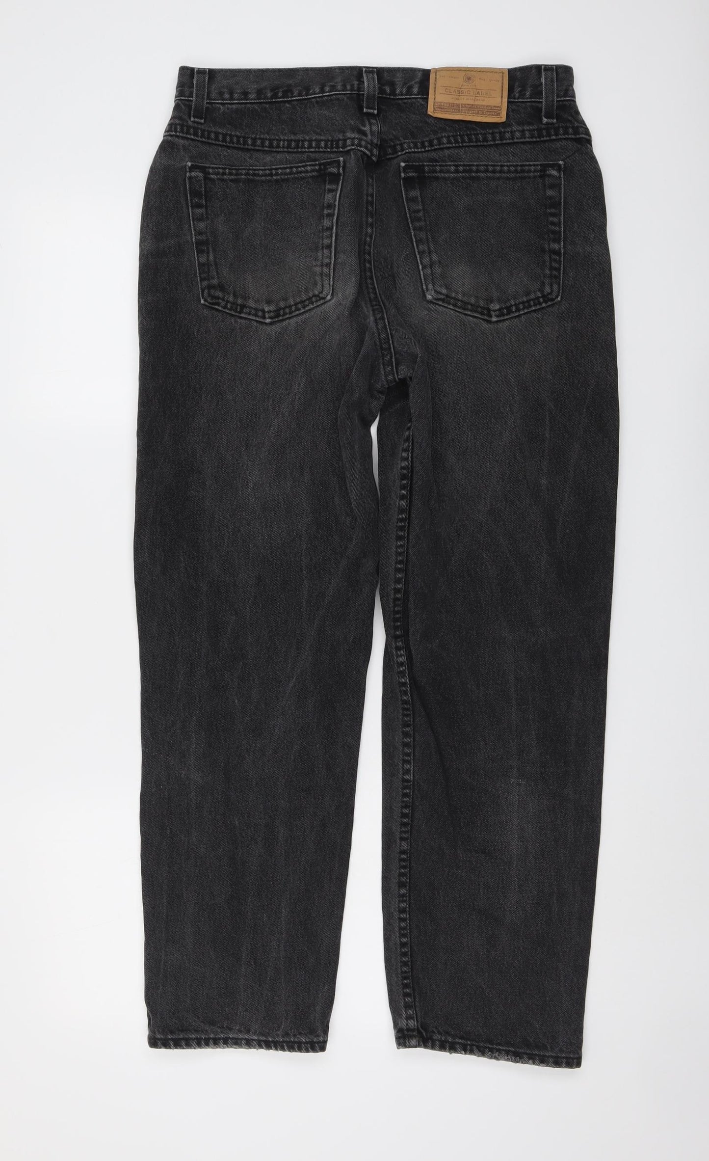 Marks and Spencer Mens Grey Cotton Straight Jeans Size 32 in L29 in Regular Button