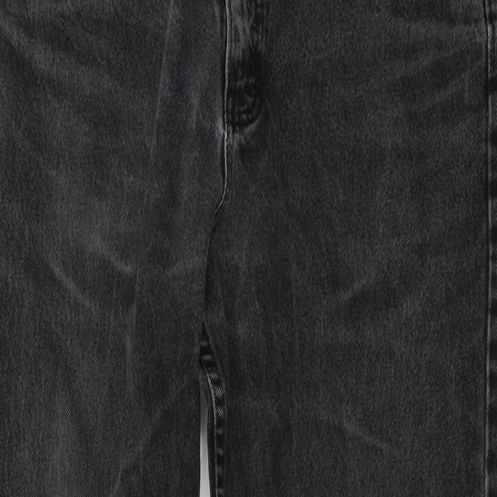 Marks and Spencer Mens Grey Cotton Straight Jeans Size 32 in L29 in Regular Button