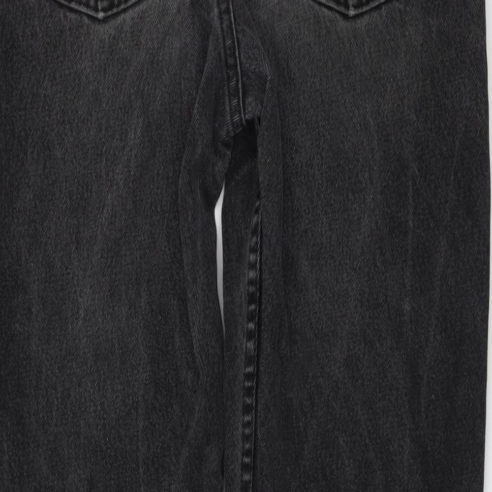 Marks and Spencer Mens Grey Cotton Straight Jeans Size 32 in L29 in Regular Button