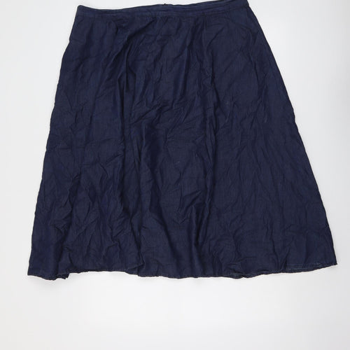 John Lewis Womens Blue Cotton Swing Skirt Size 16 Zip