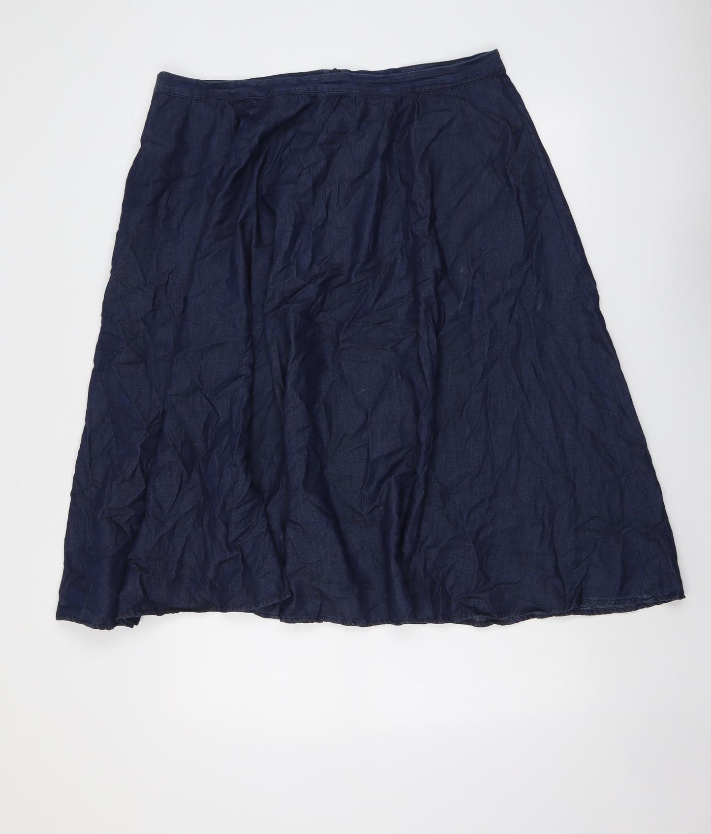 John Lewis Womens Blue Cotton Swing Skirt Size 16 Zip