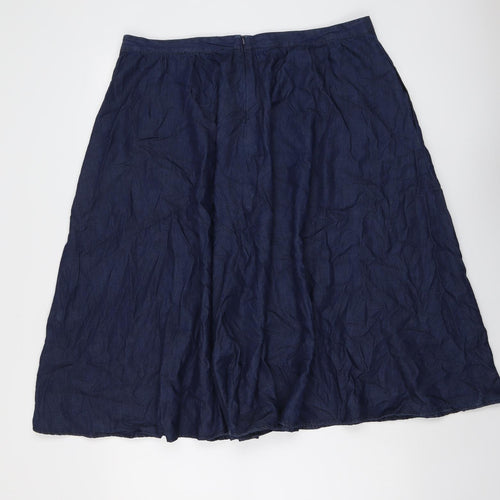 John Lewis Womens Blue Cotton Swing Skirt Size 16 Zip