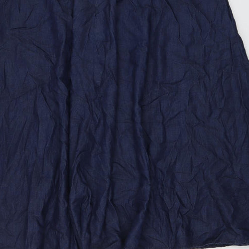 John Lewis Womens Blue Cotton Swing Skirt Size 16 Zip
