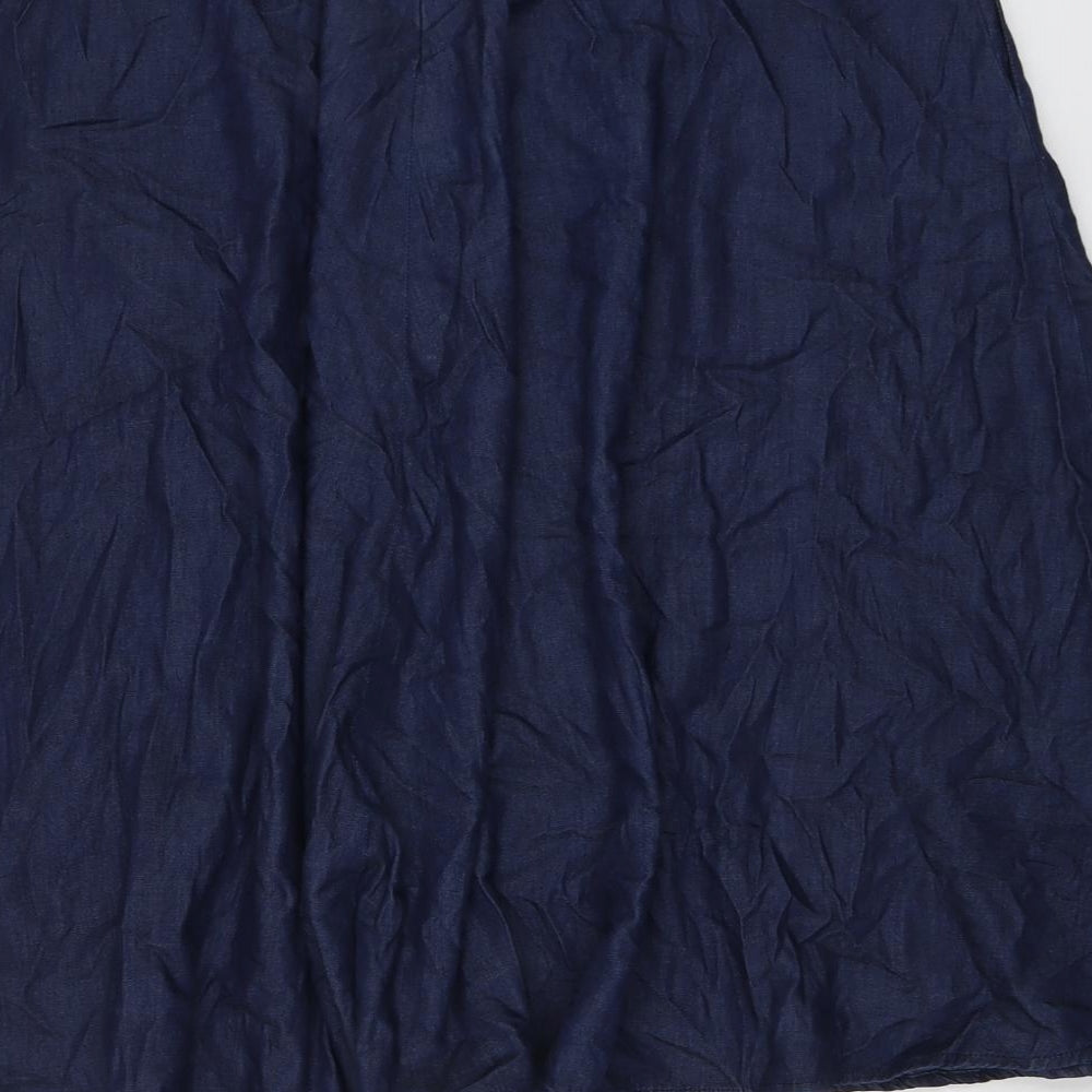 John Lewis Womens Blue Cotton Swing Skirt Size 16 Zip