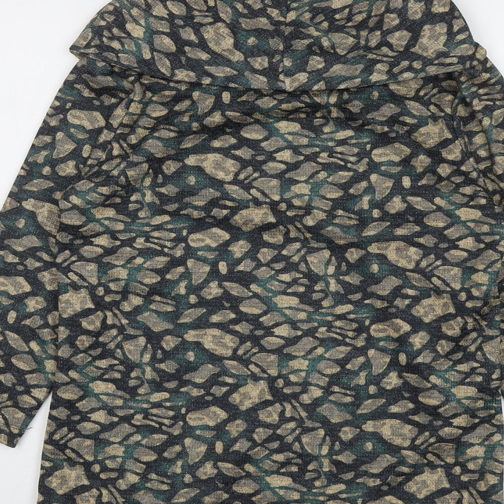 Klass Womens Multicoloured Geometric Polyester Basic Blouse Size S Roll Neck