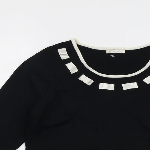 Berkertex Womens Black Boat Neck Viscose Pullover Jumper Size 16
