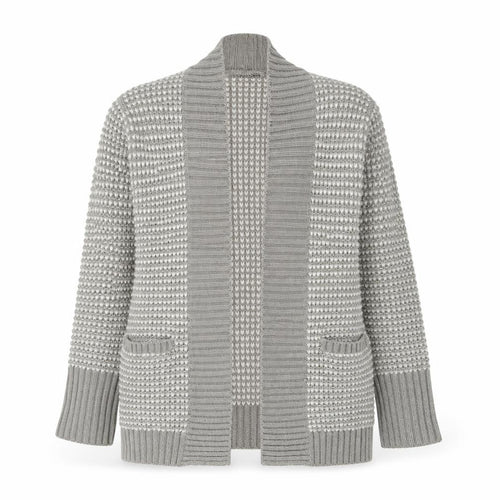 M&Co Womens Grey V-Neck Geometric Acrylic Cardigan Jumper Size S