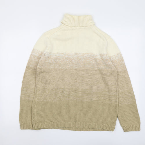 Marks and Spencer Womens Beige Roll Neck Cotton Pullover Jumper Size 10