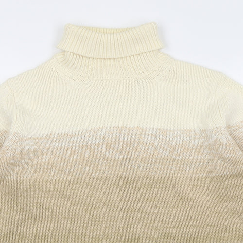 Marks and Spencer Womens Beige Roll Neck Cotton Pullover Jumper Size 10