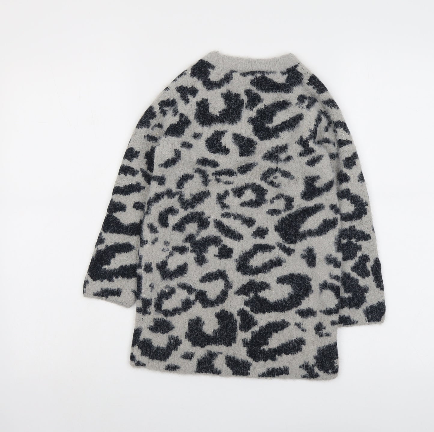 NEXT Girls Grey Round Neck Geometric Nylon Pullover Jumper Size 8 Years Pullover