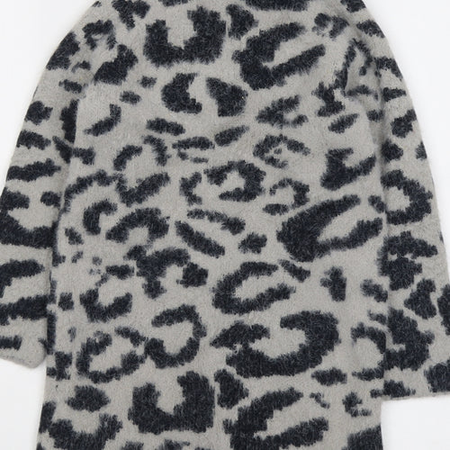 NEXT Girls Grey Round Neck Geometric Nylon Pullover Jumper Size 8 Years Pullover