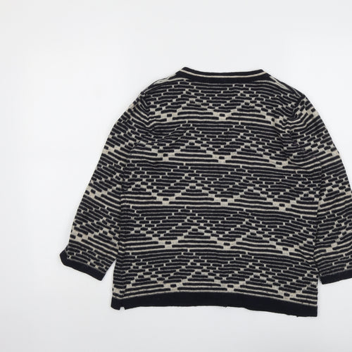 CC Womens Blue Square Neck Geometric Acrylic Pullover Jumper Size M