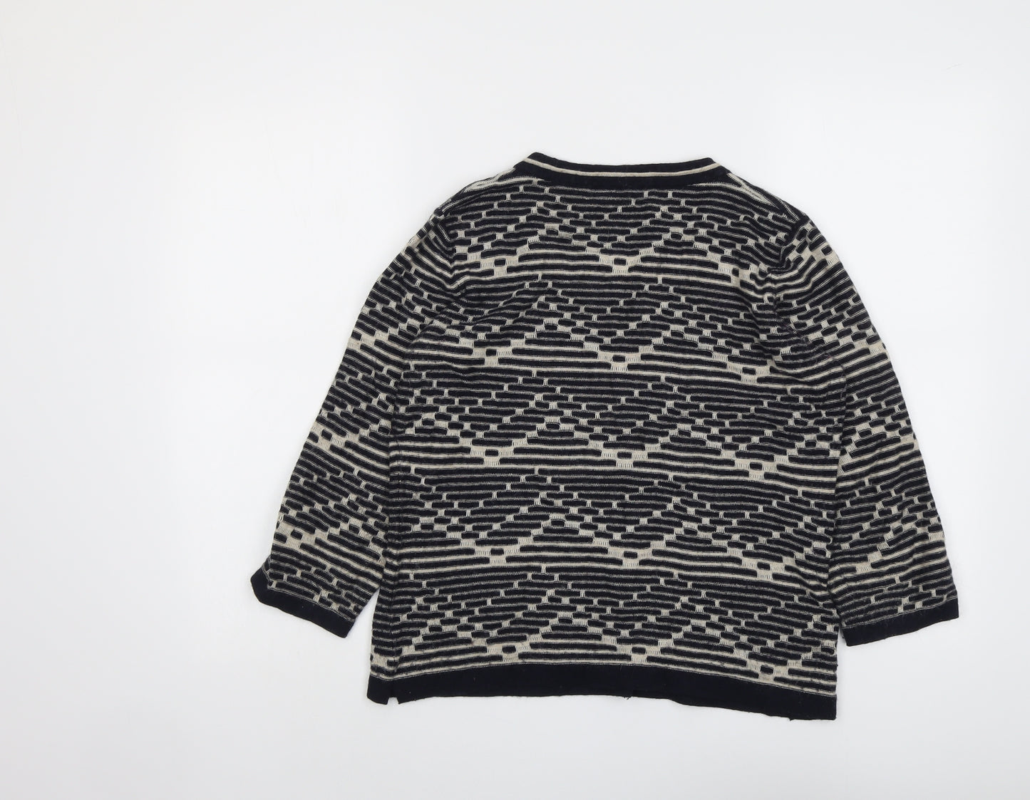 CC Womens Blue Square Neck Geometric Acrylic Pullover Jumper Size M