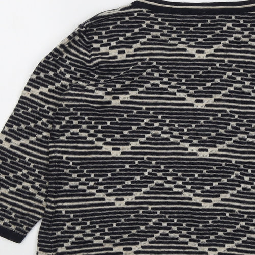CC Womens Blue Square Neck Geometric Acrylic Pullover Jumper Size M