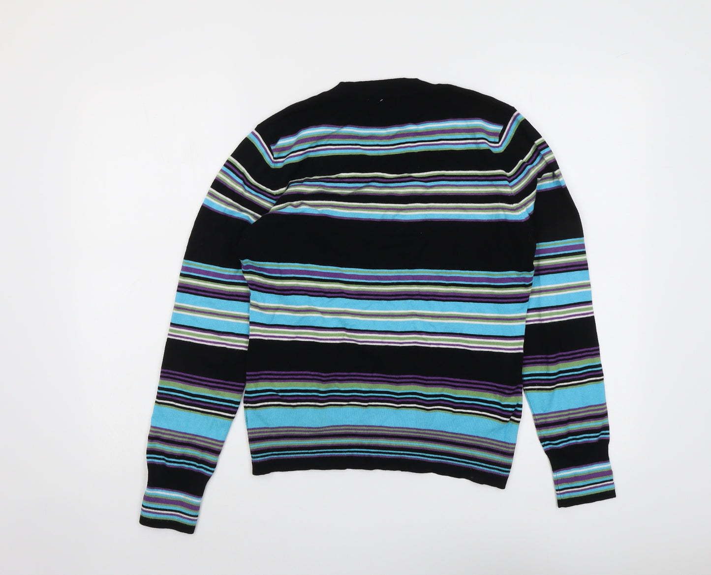 Sasha Womens Multicoloured V-Neck Striped Viscose Pullover Jumper Size M