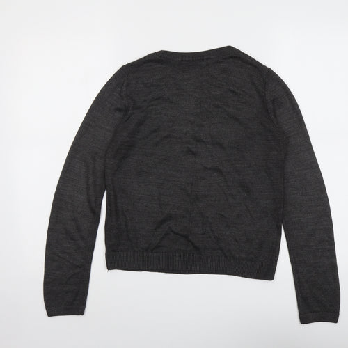 Marks and Spencer Womens Grey Round Neck Acrylic Pullover Jumper Size 8