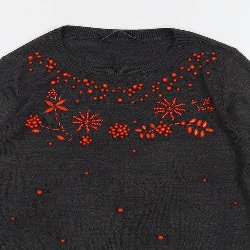 Marks and Spencer Womens Grey Round Neck Acrylic Pullover Jumper Size 8