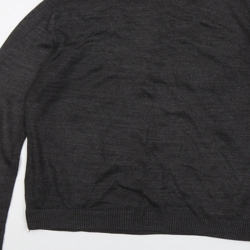 Marks and Spencer Womens Grey Round Neck Acrylic Pullover Jumper Size 8