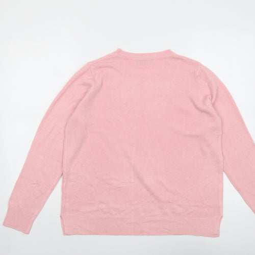 Marks and Spencer Womens Pink Round Neck Acrylic Pullover Jumper Size 16