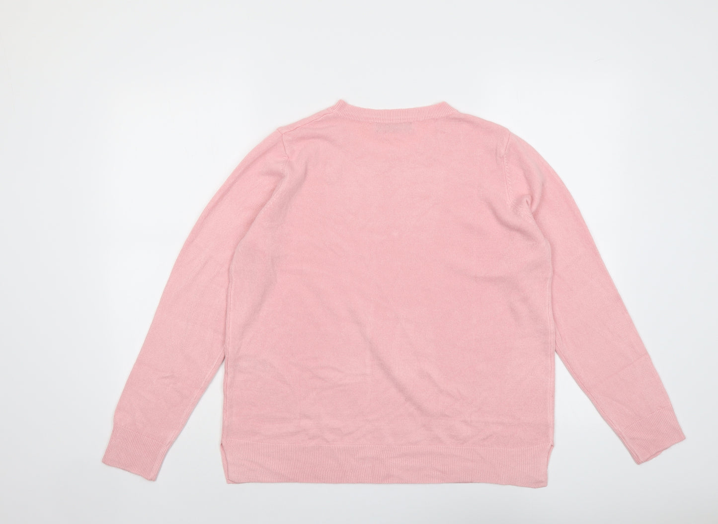 Marks and Spencer Womens Pink Round Neck Acrylic Pullover Jumper Size 16