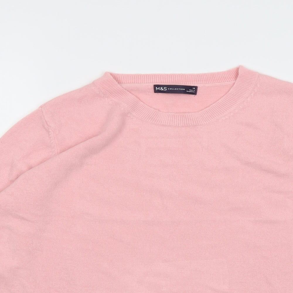 Marks and Spencer Womens Pink Round Neck Acrylic Pullover Jumper Size 16