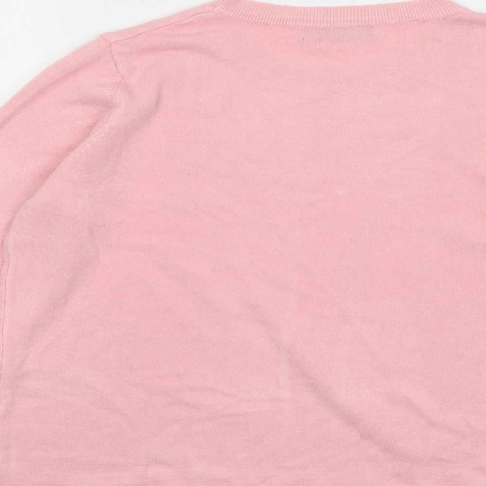 Marks and Spencer Womens Pink Round Neck Acrylic Pullover Jumper Size 16