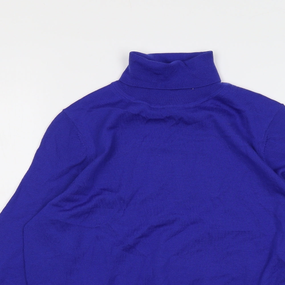 Marks and Spencer Womens Blue Roll Neck Wool Pullover Jumper Size 12