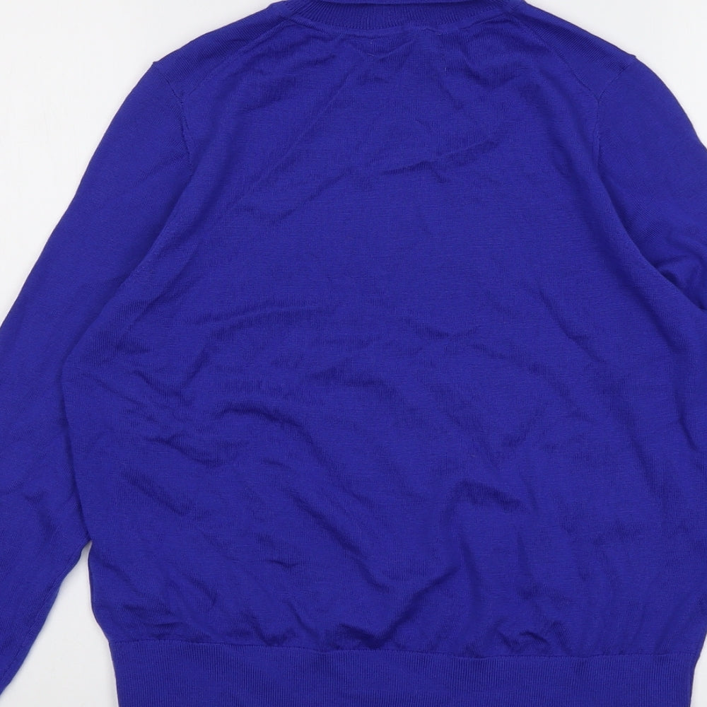 Marks and Spencer Womens Blue Roll Neck Wool Pullover Jumper Size 12