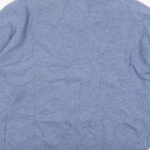 Blue Harbour Mens Blue V-Neck Wool Pullover Jumper Size M Long Sleeve
