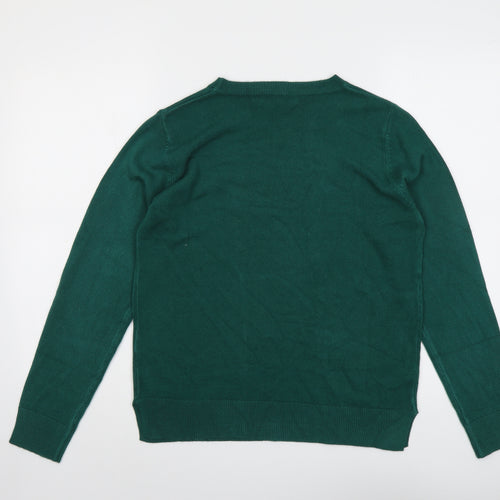 Marks and Spencer Womens Green Round Neck Acrylic Pullover Jumper Size 12