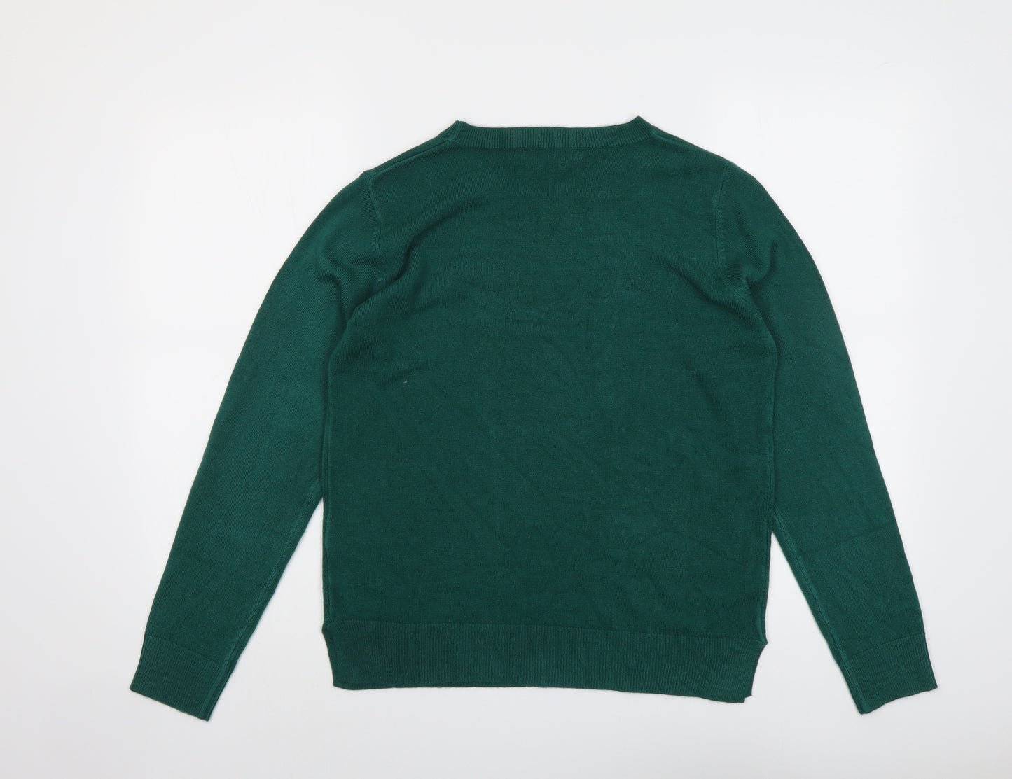 Marks and Spencer Womens Green Round Neck Acrylic Pullover Jumper Size 12