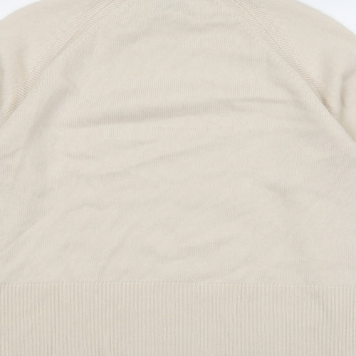 Jaeger Womens Beige Mock Neck Wool Pullover Jumper Size L