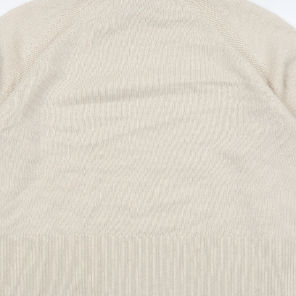Jaeger Womens Beige Mock Neck Wool Pullover Jumper Size L