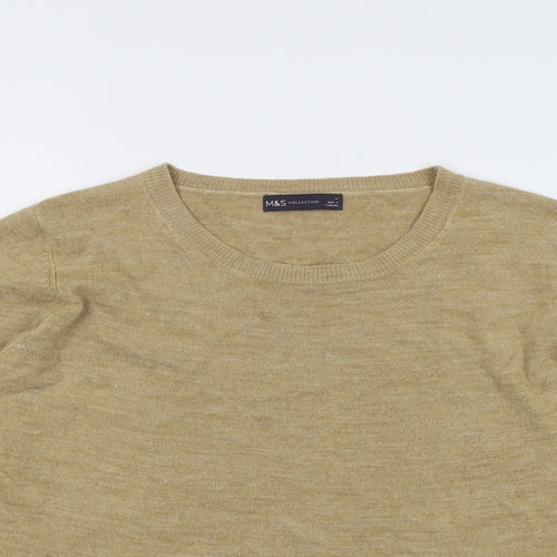 Marks and Spencer Womens Beige Round Neck Acrylic Pullover Jumper Size 16