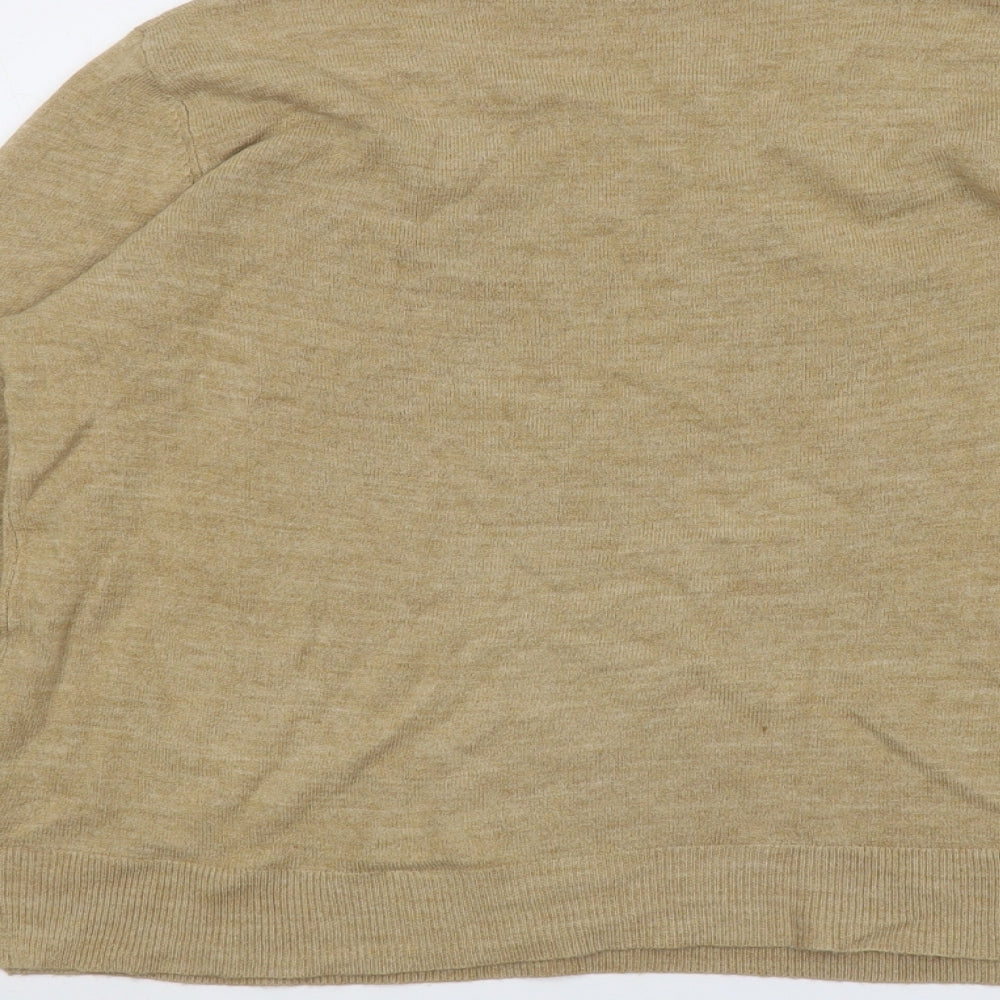 Marks and Spencer Womens Beige Round Neck Acrylic Pullover Jumper Size 16