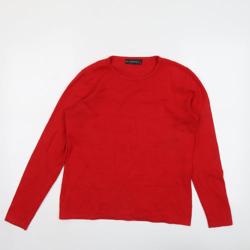 JUST ELEGANCE Womens Red Round Neck Viscose Pullover Jumper Size M