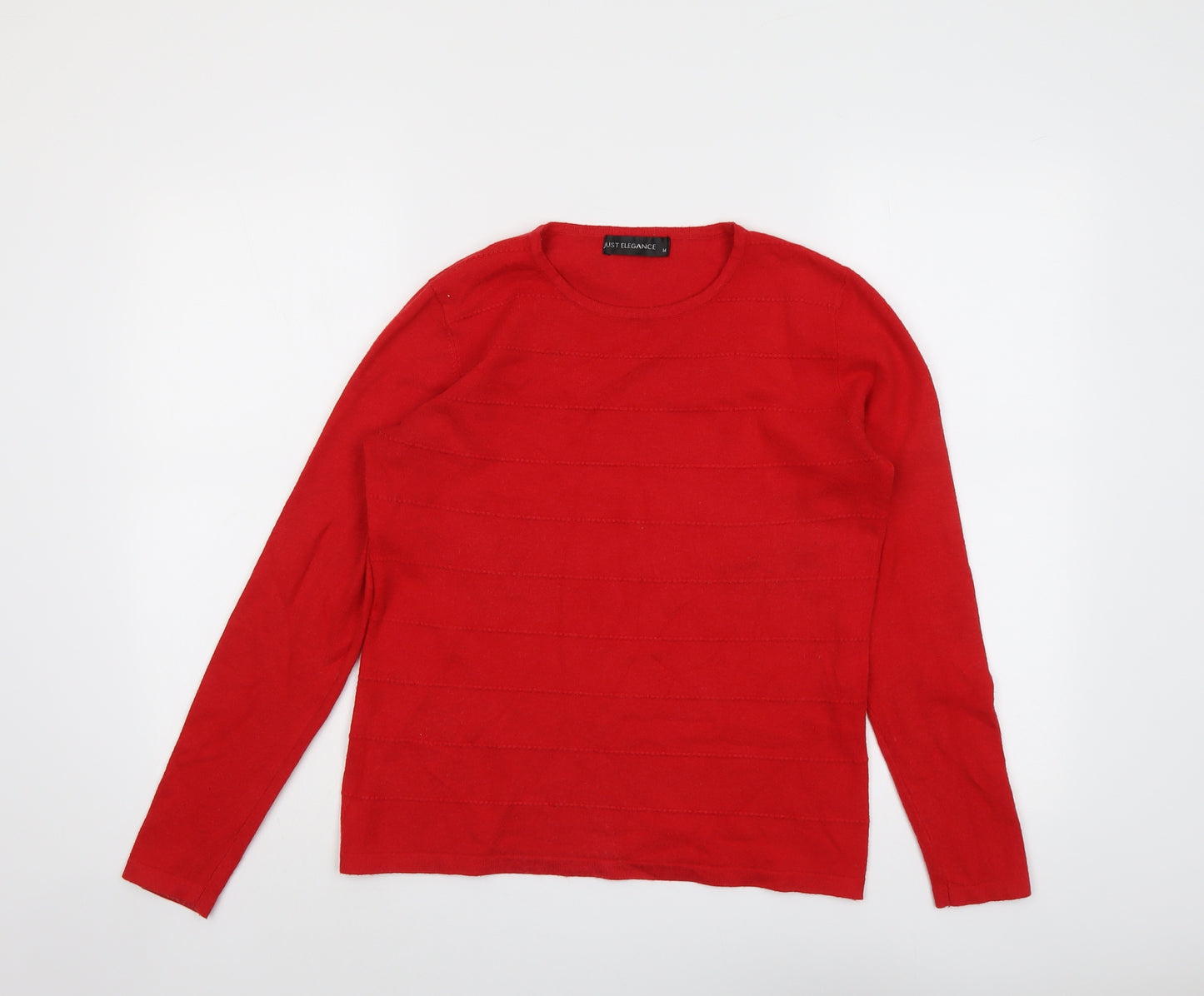 JUST ELEGANCE Womens Red Round Neck Viscose Pullover Jumper Size M