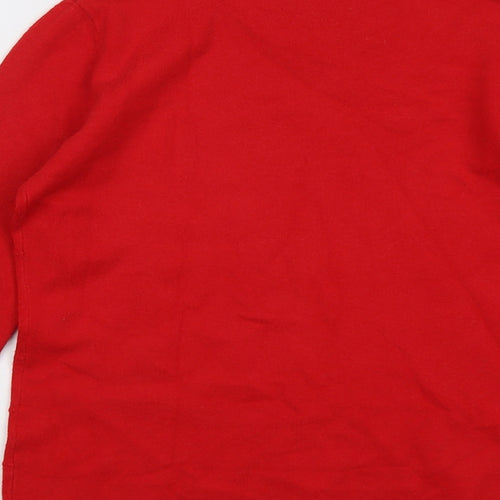 JUST ELEGANCE Womens Red Round Neck Viscose Pullover Jumper Size M