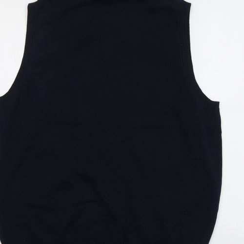 Marks and Spencer Mens Blue V-Neck Cotton Vest Jumper Size L Sleeveless