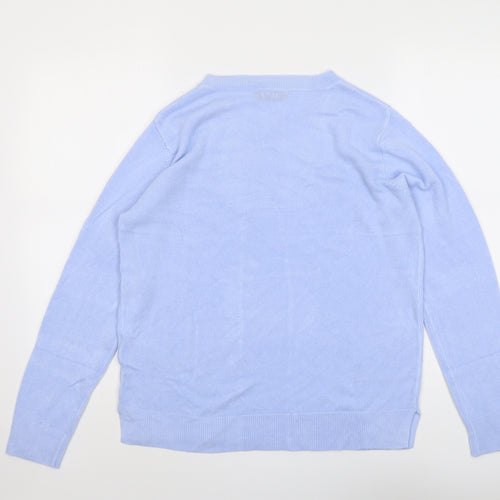 Marks and Spencer Womens Blue Round Neck Acrylic Pullover Jumper Size 14