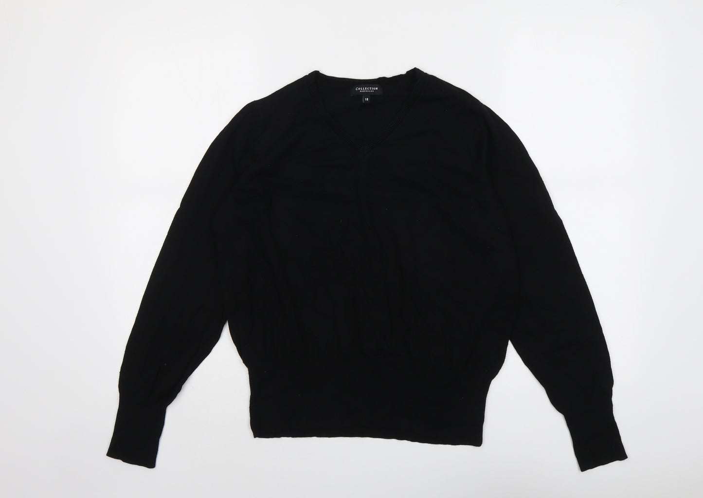 Debenhams Womens Black V-Neck Viscose Pullover Jumper Size 18