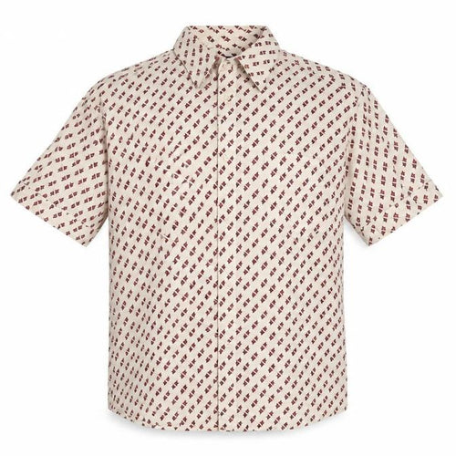 Great Plains Mens Beige Geometric Cotton Button-Up Size L Collared Button